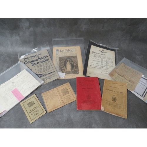 299 - A COLLECTION OF WW1 ERA DOCUMENTS AND EPHEMERA. to include an RAF ground School certificate, London ... 