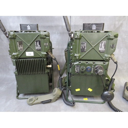 358 - A COLLECTION OF MILITARY RADIO EQUIPMENT, consisting of a back pack model 5820-99-795-3356, a trench... 