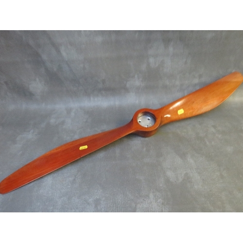 359 - AN AIRSPORT SCALE HANDMADE WOODEN AIRCRAFT PROPELLER, with central barometer boss, L 92 cm, and a 19... 