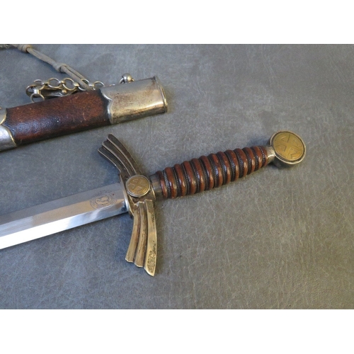 361 - A GERMAN LUFTWAFFE FIRST PATTERN DRESS DAGGER, with chain hanger and portepee, makers mark for Carl ... 