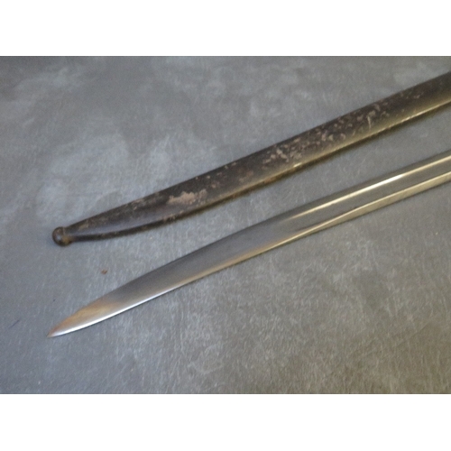 362 - FRENCH CHASSEPOT BAYONET, engraved to blade back with date 1871, in original black painted scabbard