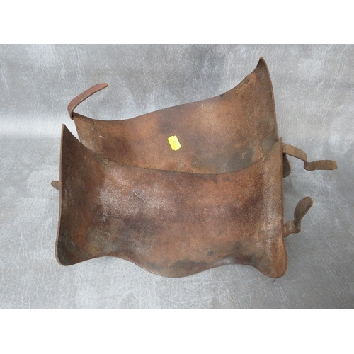 93 - WWII HOME GUARD LEATHER AMMO POUCHES AND BELT (DATED 1940), along with leather gaiters