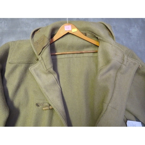 128 - A WW2 OFFICERS DUFFLE COAT, named to collar Sub. Lieut. A Blinkhorn RN, HMS Tormentor