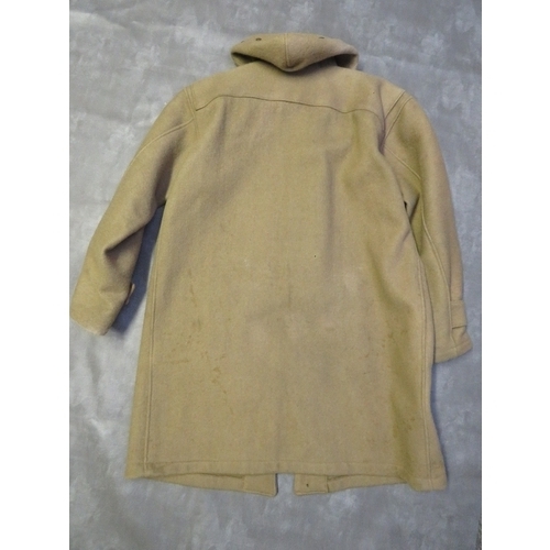 128 - A WW2 OFFICERS DUFFLE COAT, named to collar Sub. Lieut. A Blinkhorn RN, HMS Tormentor