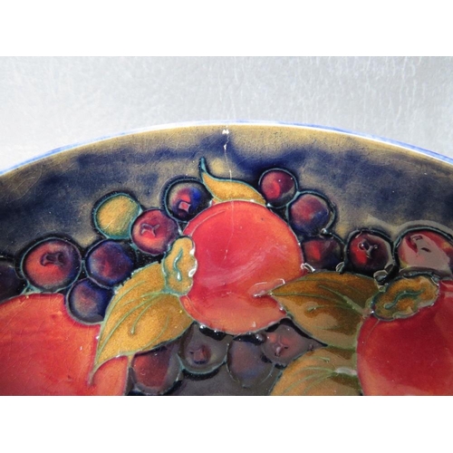 973 - A WILLIAM MOORCROFT POMEGRANATE CIRCULAR BOWL, marks to the base, Dia. 13 cm, S/D