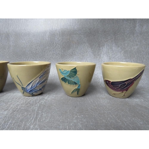 978 - A SET OF SIX MOORCROFT SAKI CUPS, commissioned in 1988 by The ATO Galleries of Tokyo, impressed mark... 