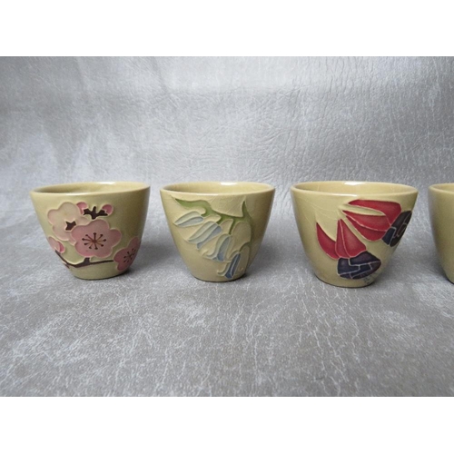 978 - A SET OF SIX MOORCROFT SAKI CUPS, commissioned in 1988 by The ATO Galleries of Tokyo, impressed mark... 