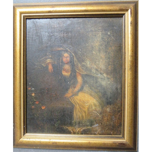 497 - A LATE 18TH / EARLY 19TH CENTURY STUDY OF A SEATED FIGURE, oil on canvas laid on panel, framed, 25 x... 