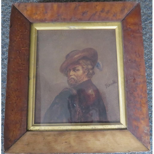 440 - HEROULT. A 19th century portrait study of a Dutchman, see verso, signed middle right, watercolour, f... 