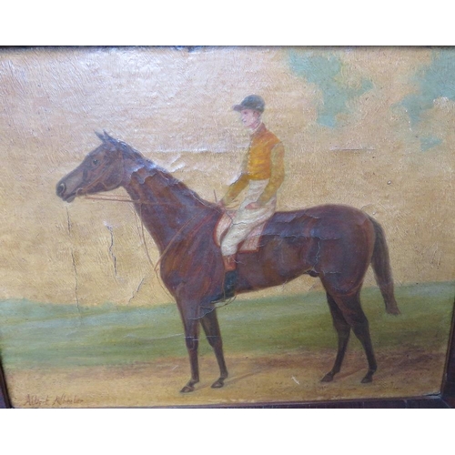 503 - ALBERT WHEELER (XXI). British school, pair of racehorse studies with jockeys up 'Flying Aplin' and '... 