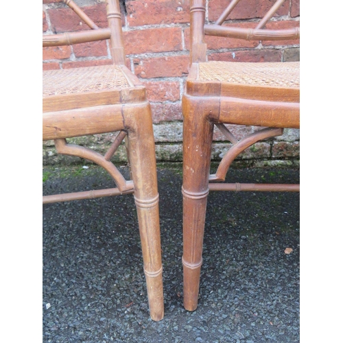 1182 - A SET OF FOUR ANTIQUE CHINESE CHIPPENDALE REVIVAL FAUX BAMBOO CHAIRS, with bergere seats