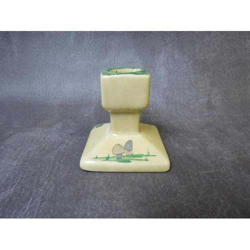 949 - A MID 20TH CENTURY SUSIE COOPER 'PUCK' SQUAT LOW CANDLESTICK, printed marks to the base, H 7 cm