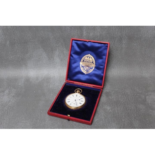 747 - A HALLMARKED 18 CARAT GOLD OPEN FACED MANUAL WIND POCKET WATCH BY SIR JOHN BENNETT, in original fitt... 