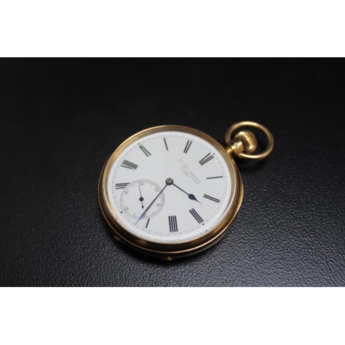 747 - A HALLMARKED 18 CARAT GOLD OPEN FACED MANUAL WIND POCKET WATCH BY SIR JOHN BENNETT, in original fitt... 