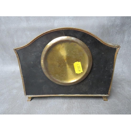 1149 - A 19TH CENTURY MANTLE CLOCK IN AN EBONISED EASTERN STYLE CASE, H 15.5 cm