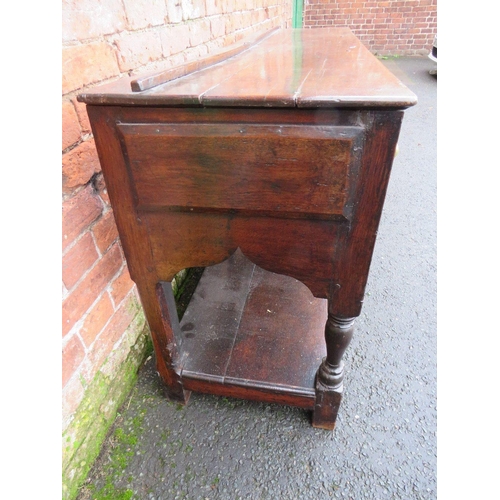 1170 - A 19TH CENTURY OAK DRESSER - POSSIBLY SHROPSHIRE, having three frieze drawers above a shaped apron, ... 