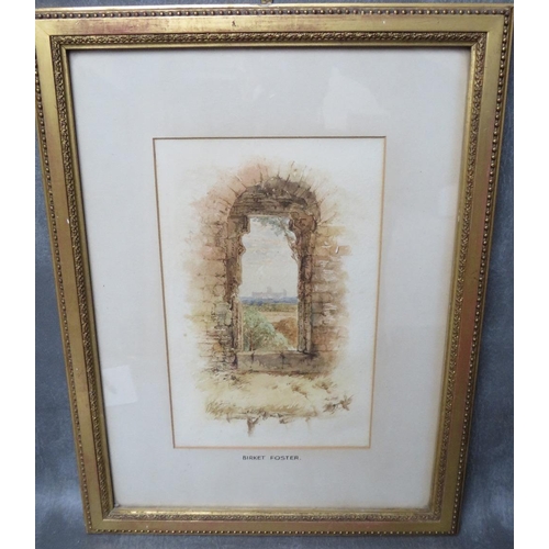 444 - CIRCLE OF MYLES BIRKETT FOSTER (1825-1899), view through a window, watercolour, gilt framed and glaz... 