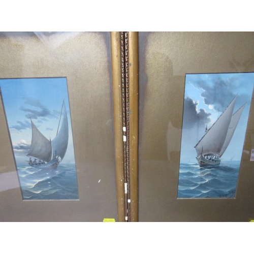 445 - D. ESPOSITO (XX), sailing boats, signed lower right, watercolours, a pair, gilt framed and glazed, 2... 