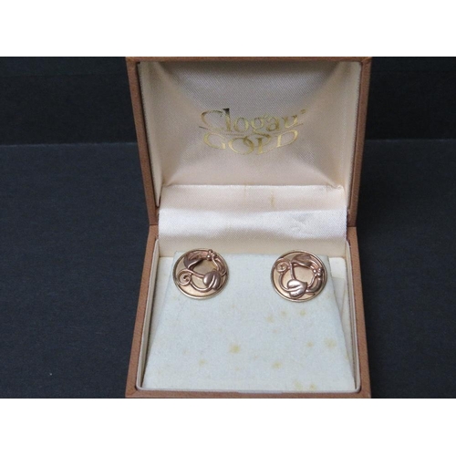 692 - A VINTAGE CLOGAU 9CT GOLD CELTIC DESIGN 'TREE OF LIFE' EARRINGS, total approx. weight 6.26 g, in box... 