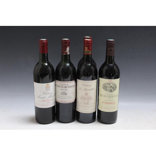 888 - 5 BOTTLES OF PAUILLAC AND POMEROL BORDEAUX RED WINES CONSISTING OF 1 BOTTLE OF CHATEAU LES HAUTS DE ... 