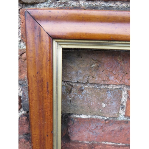 419 - A 19TH CENTURY MAPLE FRAME, frame W 4.5 cm, rebate 124 x 67 cm