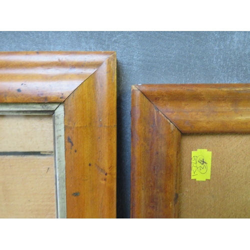 428 - TWO 19TH CENTURY MAPLE FRAMES. one glazed, frame W 3.5 cm, rebates 32 x 24 cm, 30 x 25 cm