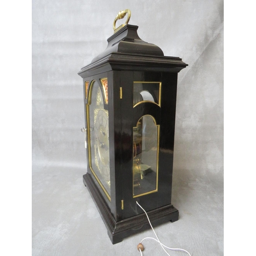 1139 - A LATE 18TH CENTURY EBONISED BRACKET CLOCK BY WILLIAM WRIGHT, SOUTHWARK, with twin fusee movement an... 