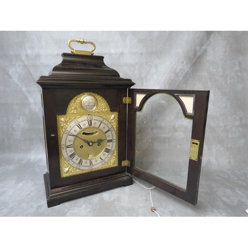 1139 - A LATE 18TH CENTURY EBONISED BRACKET CLOCK BY WILLIAM WRIGHT, SOUTHWARK, with twin fusee movement an... 