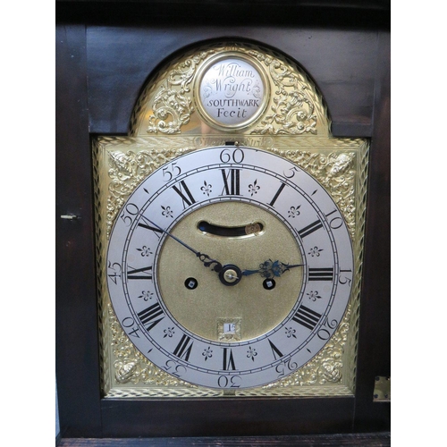 1139 - A LATE 18TH CENTURY EBONISED BRACKET CLOCK BY WILLIAM WRIGHT, SOUTHWARK, with twin fusee movement an... 