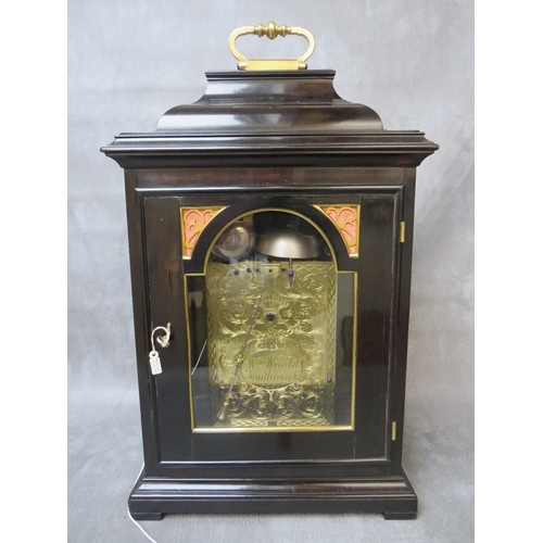 1139 - A LATE 18TH CENTURY EBONISED BRACKET CLOCK BY WILLIAM WRIGHT, SOUTHWARK, with twin fusee movement an... 