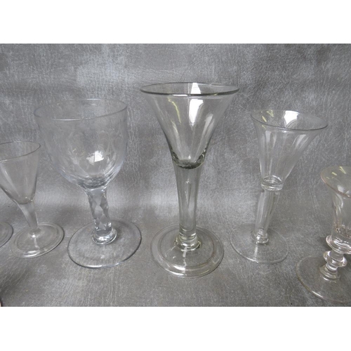 932 - A COLLECTION OF FOURTEEN ASSORTED GEORGIAN GLASSES, to include plain stem examples (14)