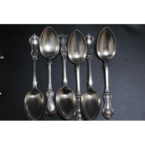 812 - A SET OF SIX HALLMARKED SILVER SPOONS - LONDON 1855, makers mark JW, approx combined weight 310g, L ... 