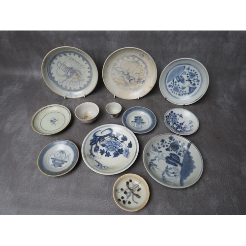 1030 - A COLLECTION OF TWELVE ASSORTED PIECES OF BLUE AND WHITE TEK SING CARGO PORCELAIN, all with Nagel Au... 