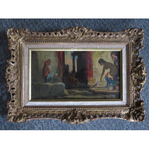 481 - (XIX-XX). Continental school, classical town scene with semi-nude women by a watercourse, unsigned, ... 