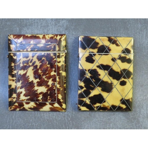 575 - TWO 19TH CENTURY TORTOISESHELL CARD CASES, L 10 cm