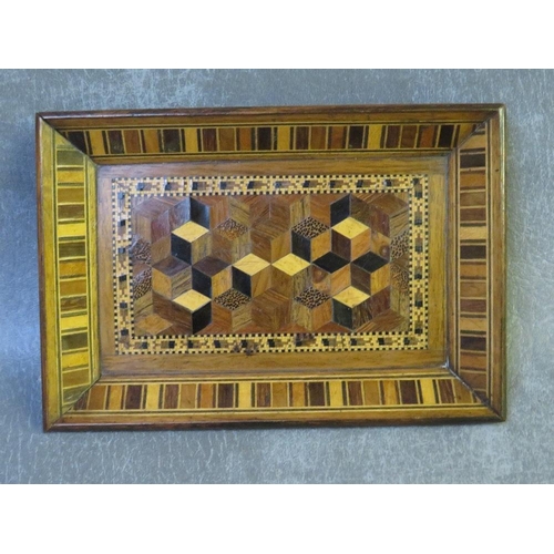 1078 - A 19TH CENTURY TUNBRIDGWARE TRAY, L 18 cm, W 12 cm