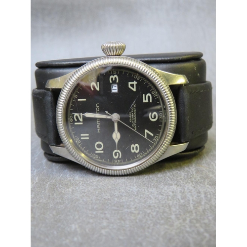 739 - HAMILTON - A GENTLEMANS STAINLESS STEEL KHAKI AUTOMATIC WRISTWATCH - TEAM EARTH HARRISON FORD COLLEC... 