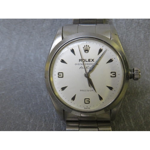 741 - ROLEX - A STAINLESS STEEL 1960s OYSTER PERPETUAL AIR KING WRISTWATCH, Ref. 5500, No. 13E817, white d... 