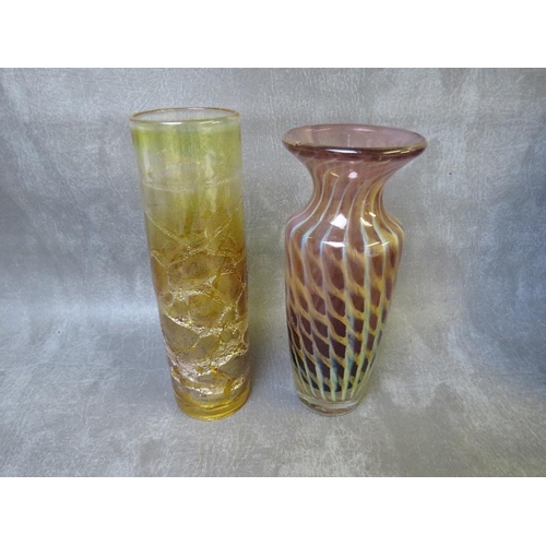 936 - TWO STUART FLETCHER CONTEMPORARY GLASS VSES, both signed to the base, tallest H 22 cm