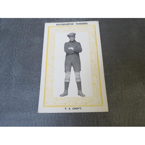 525 - THREE WOLVERHAMPTON WANDERERS 1921 PAULTON GOLD FRAME FOOTBALL TRADE CARDS, comprising Baugh R. Jnr,... 