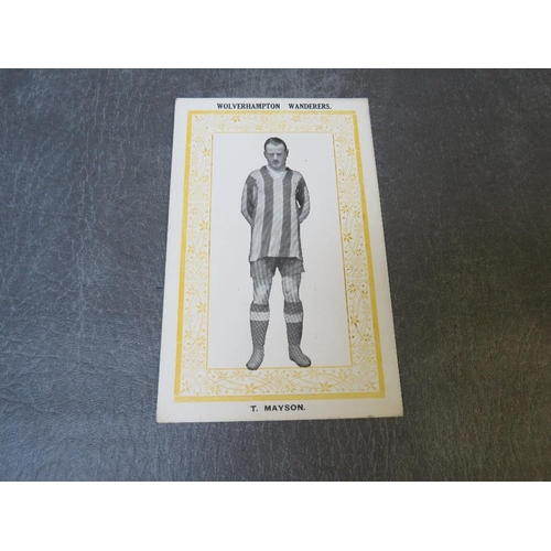 525 - THREE WOLVERHAMPTON WANDERERS 1921 PAULTON GOLD FRAME FOOTBALL TRADE CARDS, comprising Baugh R. Jnr,... 