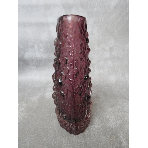 925 - A WHITEFRIARS AUBERGINE AND CLEAR 'VOLCANO' GLASS VASE, designed by Geoffrey Baxter as part of the t... 