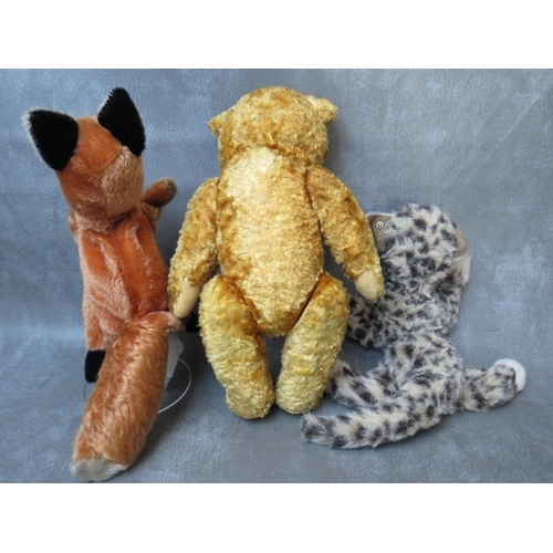 566 - TWO VINTAGE STEIFF BEARS, to include an unusual fox hand puppet with original tag and button in ear,... 