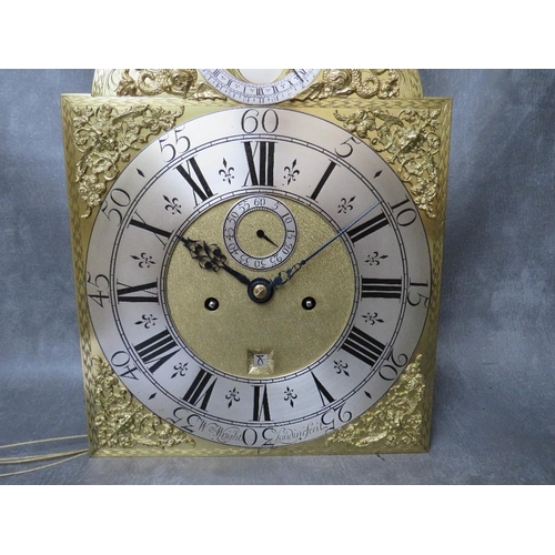 1128 - A 19TH CENTURY CHIOISERIE LONG CASE CLOCK BY WILLIAM WRIGHT LONDON, the 8 day movement striking on a... 