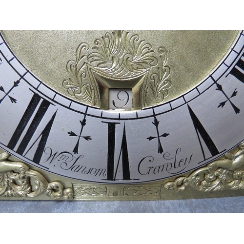 1132 - A GOOD GEORGE I 30 HOUR CLOCK MOVEMENT BY WILLIAM SANSOM CRAWLEY, the 10