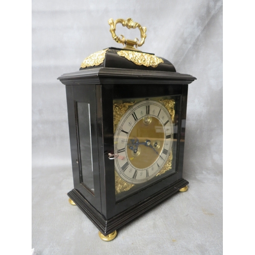 1138 - A LATE 17TH BRACKET CLOCK WITH QUARTER BELL STRIKE BY JOHN SHAW LONDON, the ebonised case having a l... 