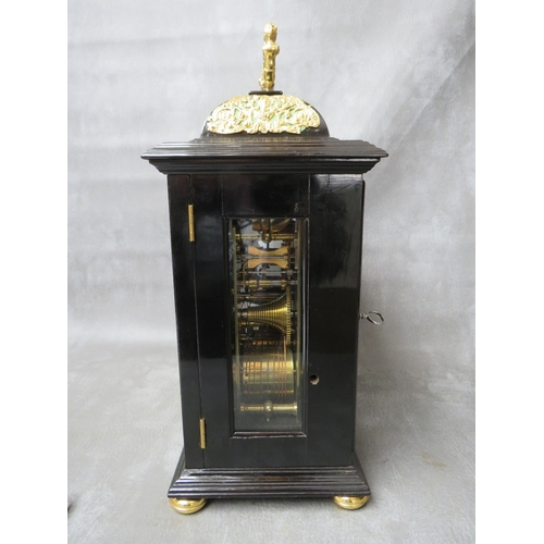 1138 - A LATE 17TH BRACKET CLOCK WITH QUARTER BELL STRIKE BY JOHN SHAW LONDON, the ebonised case having a l... 