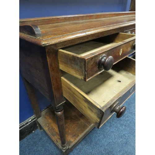 1154 - A 19TH CENTURY OAK DRESSER, with an arrangement of five drawers over an arched apron, raised on turn... 