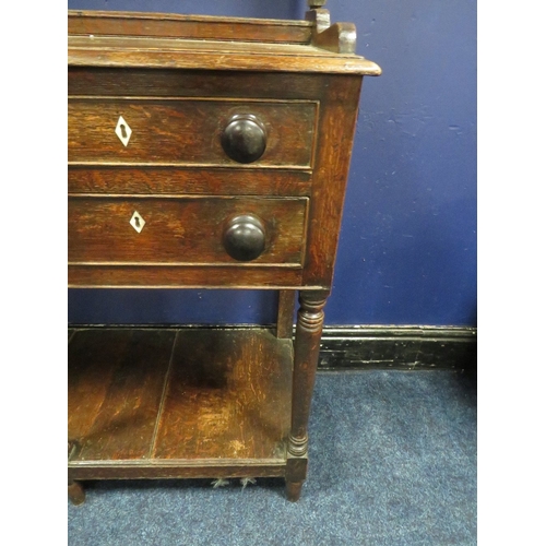 1154 - A 19TH CENTURY OAK DRESSER, with an arrangement of five drawers over an arched apron, raised on turn... 