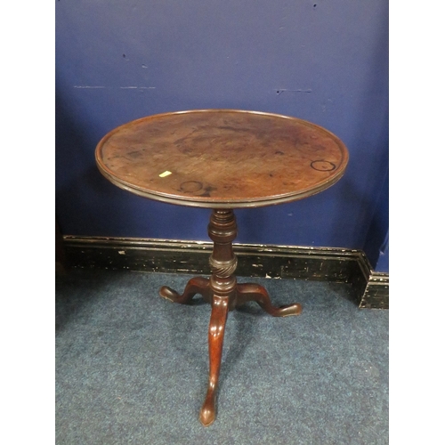 1157 - A 19TH CENTURY TILT-TOP PEDESTAL TABLE, the one piece tray top with original snap-lock mechanism, ra... 